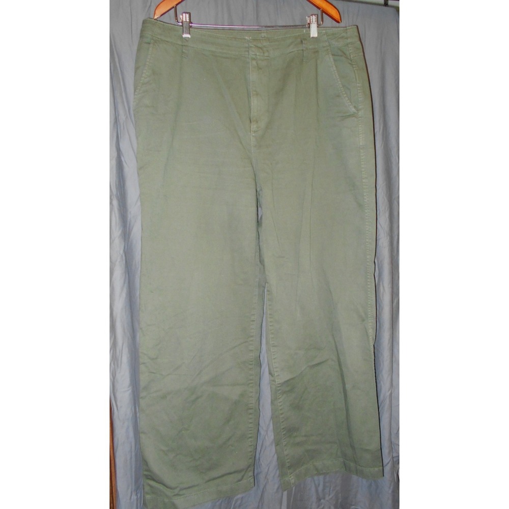 GAP 100% Cotton Wide-Leg Pants Olive Green  Khaki Women Size 18 Tall Trending